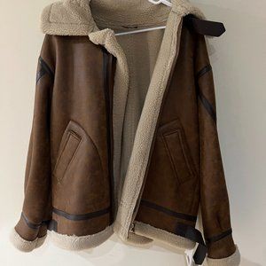 vintage style Brown leather lined jacket